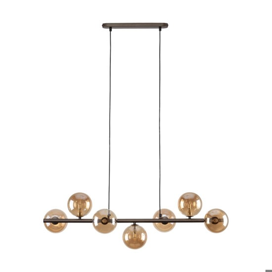 Lampadario moderno sfere vetro ambra per soggiorno